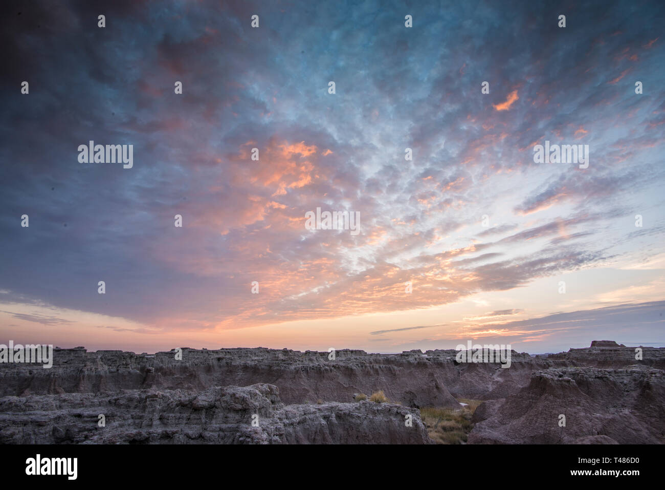 Sonnenaufgang in den Badlands National Park, an der Wand, South Dakota, USA, Nordamerika Stockfoto