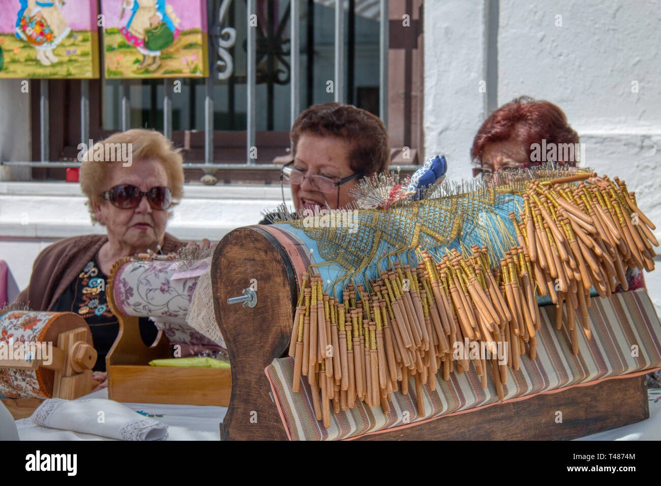 Vejer de la Frontera, Cadiz, Spain-April 24, 2016: War die Veranstaltung 'Concentrarte', wo Künstler und Handwerker sich versammelten, um ihre Werke auszustellen. In Stockfoto