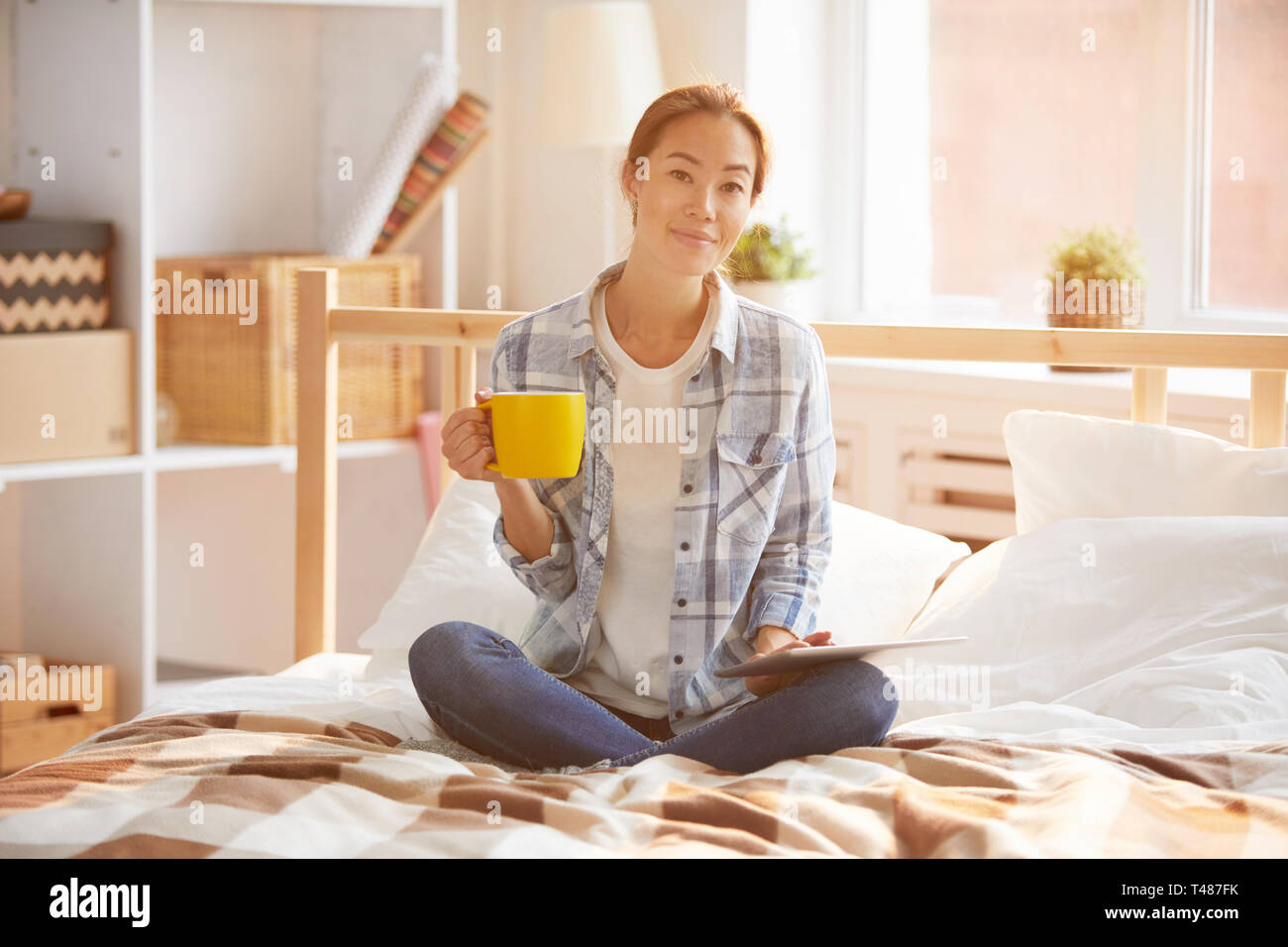 Erholsames Wochenende zu Hause Stockfoto