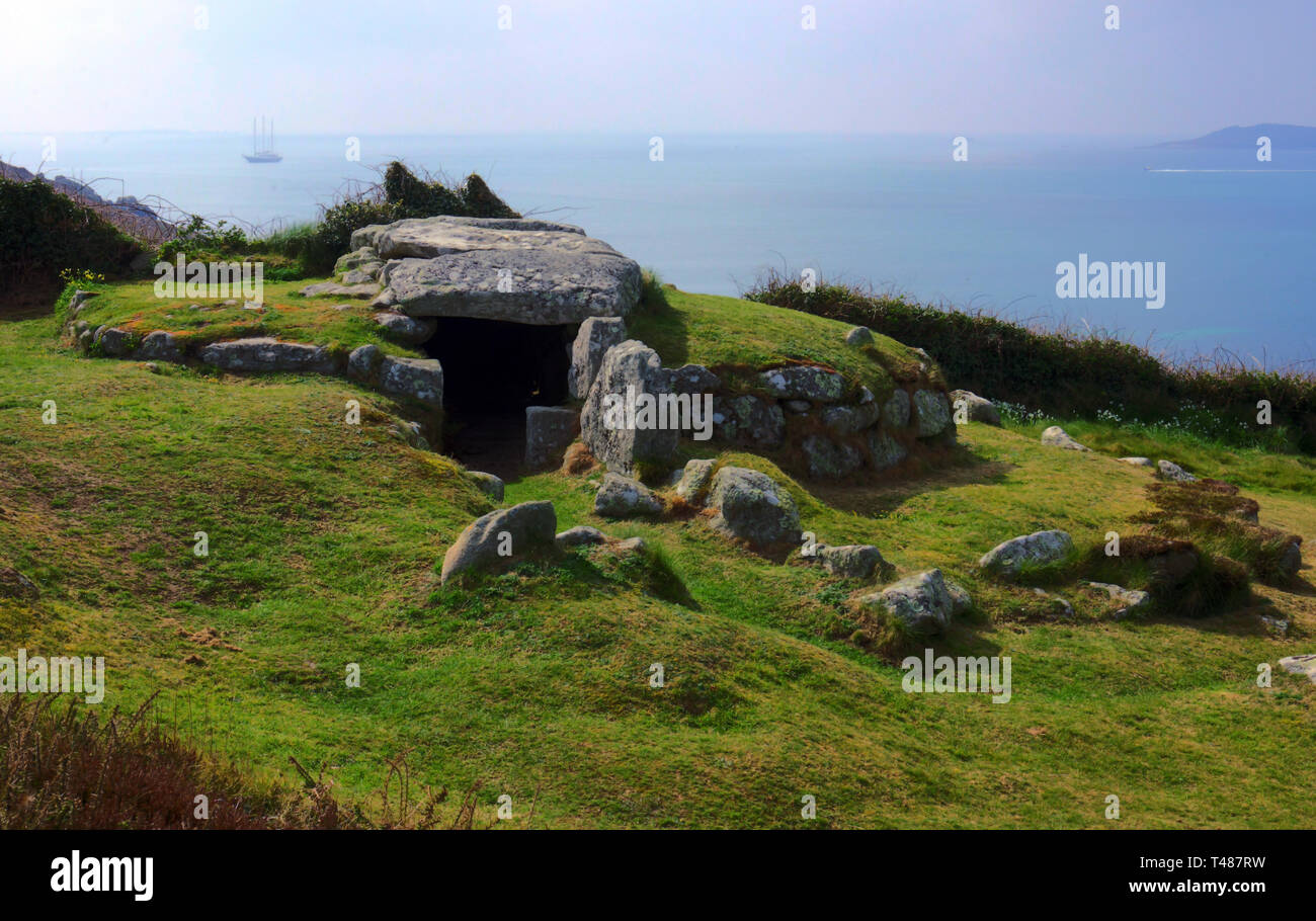 Der Bant Carn, Alte Grabkammer, die St Mary's, Isles of Scilly Stockfoto