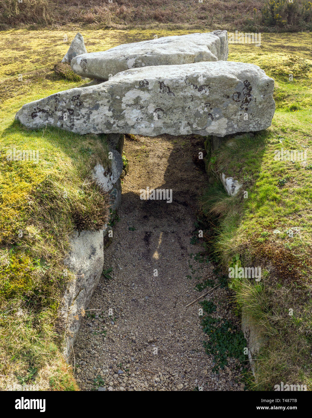 Untere Innisidgen, Alte Grabkammer, die St Mary's, Scilly-inseln, Großbritannien Stockfoto