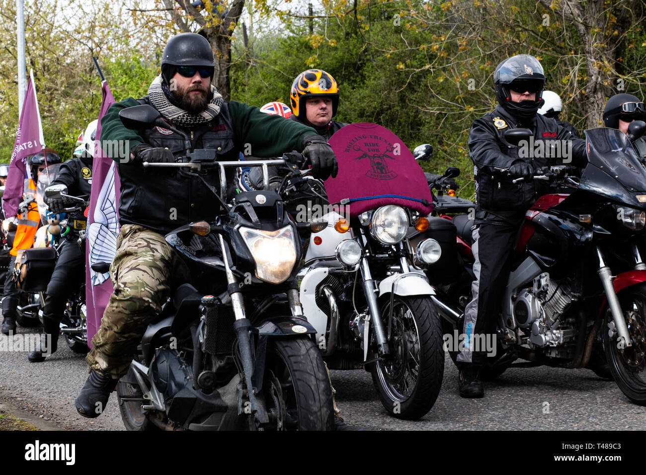 22000 Motorräder ritt durch London am 12. April 2019 die Verfolgung der Soldat F für Blutige Sonntag zu protestieren Stockfoto