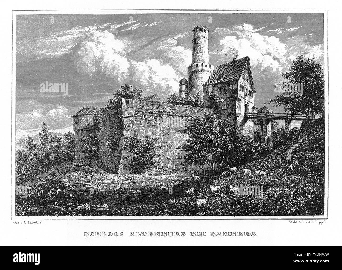 Altenburg, Bamberg, Zeichnung von C. Theodori, Stahlstich von J. Poppel, 1840-54, Königreich Bayern, Deutschland Stockfoto