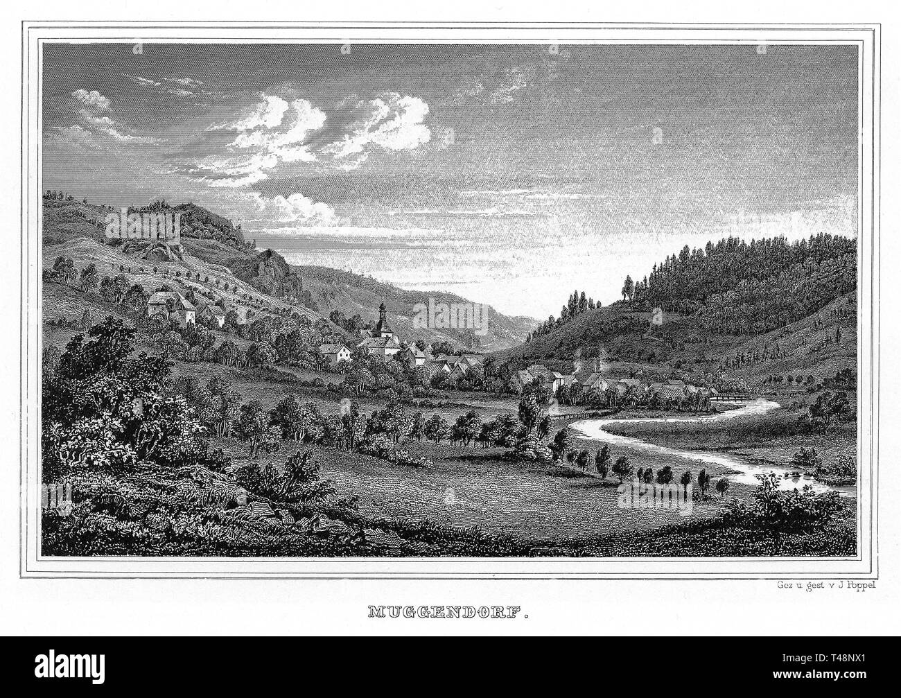 Muggendorf, Zeichnung und Stahlstich von J. Poppel, 1840-54, Königreich Bayern, Deutschland Stockfoto