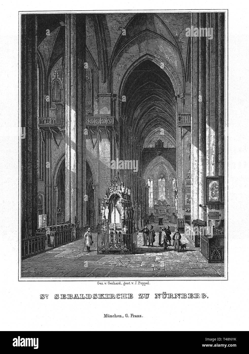 Sebalduskirche, Nürnberg, Zeichnung und Stahlstich von J. Poppel, 1840-54, Königreich Bayern, Deutschland Stockfoto