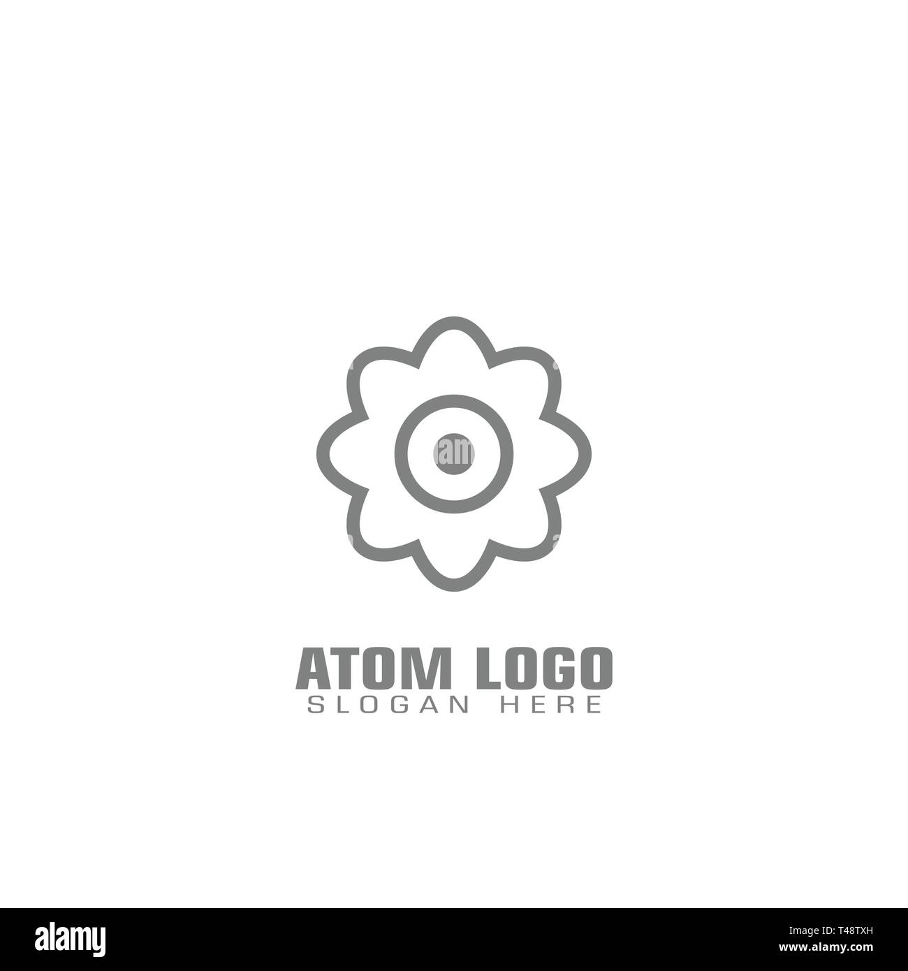 Atom logo Vorlage, floral Logo, Logo auf weissem Hintergrund. Stock Vektor