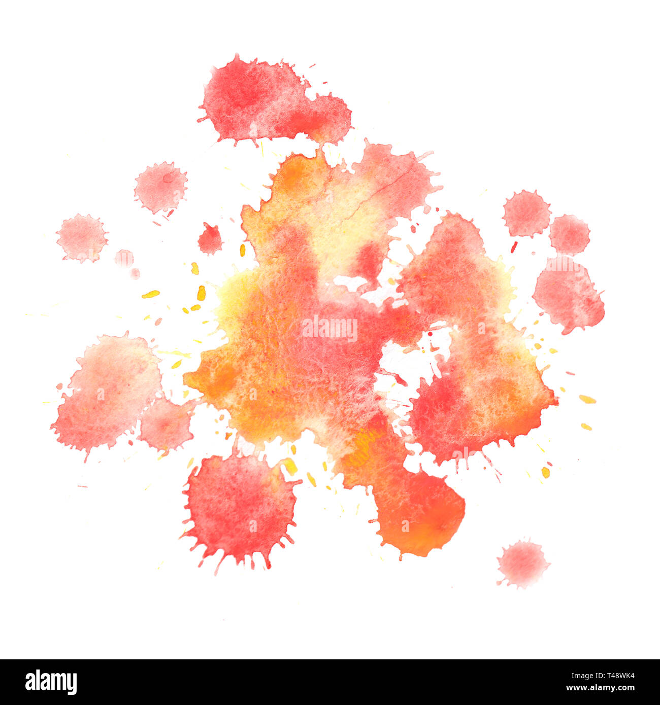 Aquarell abstrakte splash Rot auf weißem Hintergrund. Aquarell spot Stockfoto