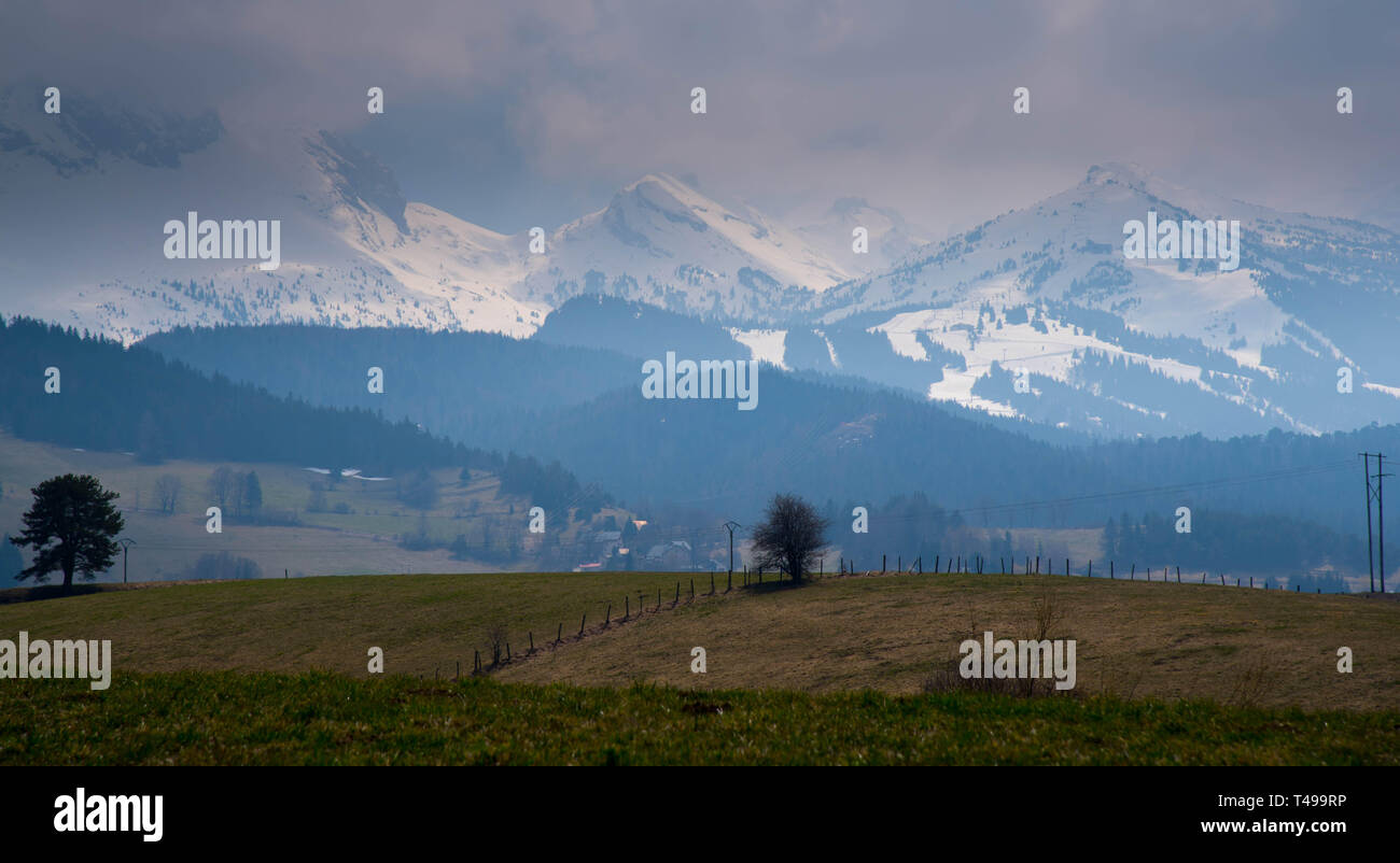 Snowy Mountains im Vercors, in Frankreich in der Nähe von Villard-de-Lans Stockfoto