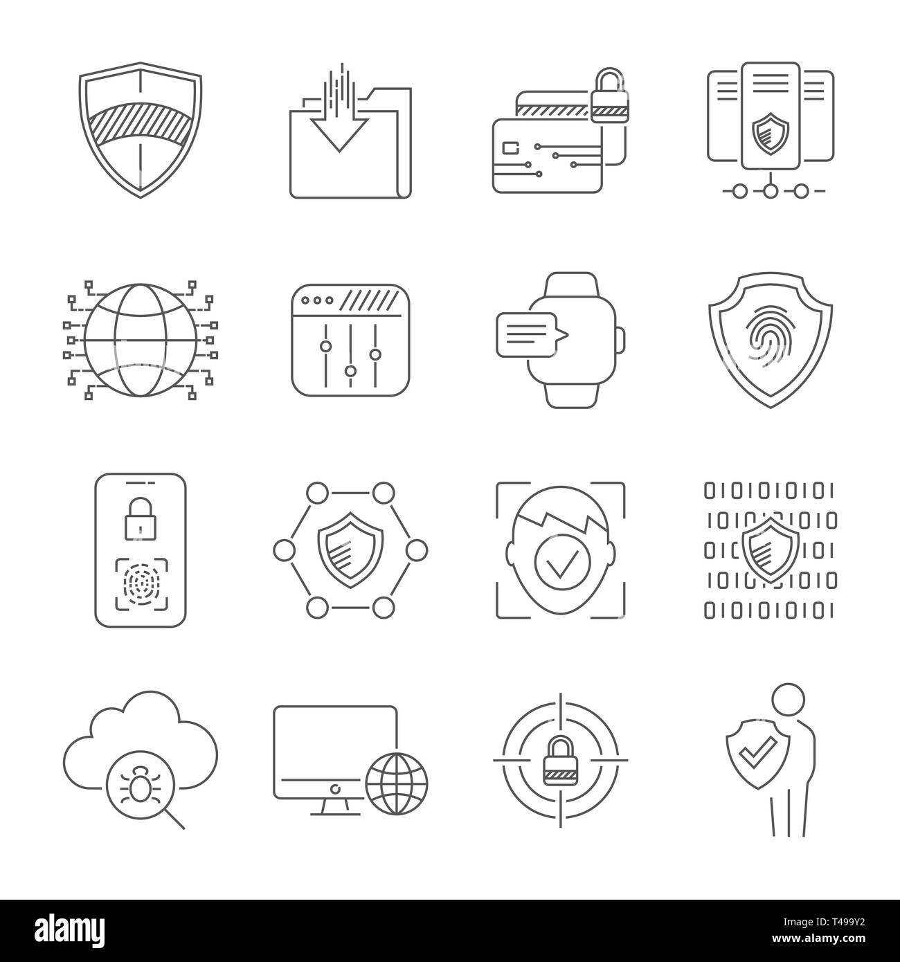Schutz personenbezogener Daten Symbole, sichere Konto Login, user interface Login, Registrierung, Zugangsberechtigung, online Schutz und Sek Stock Vektor