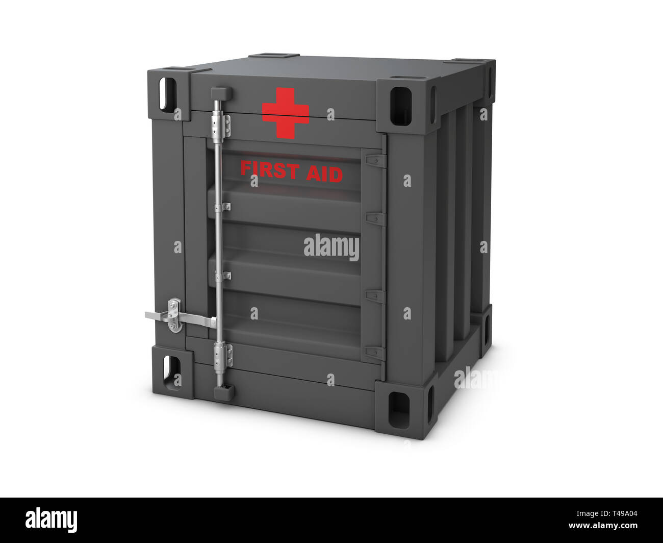 3D-Darstellung der ersten Aids-container Kabinett isoliert weiß. Stockfoto