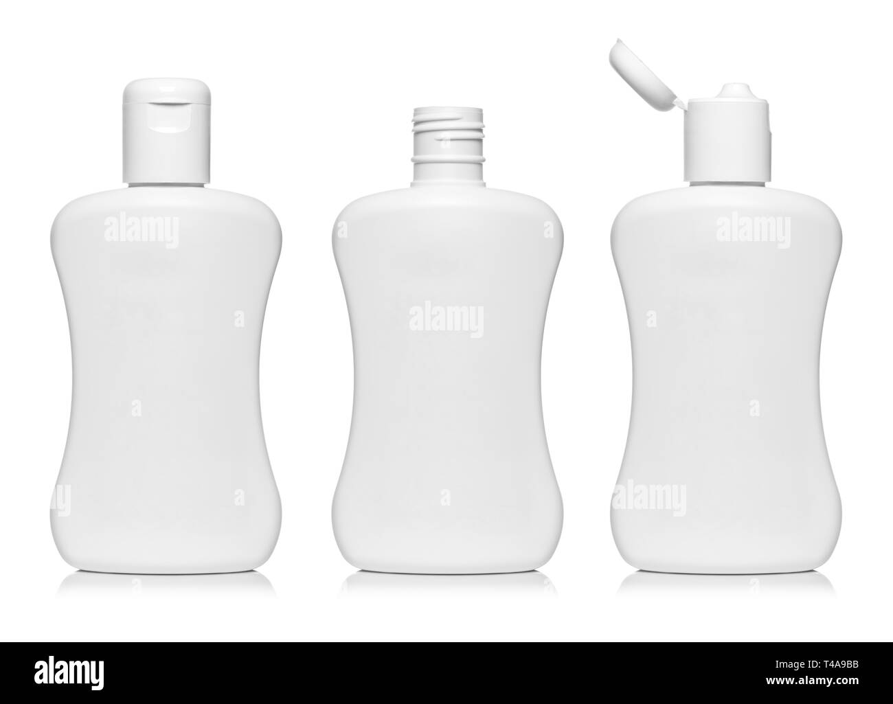 Weiße Flasche auf weißem Hintergrund Stockfoto