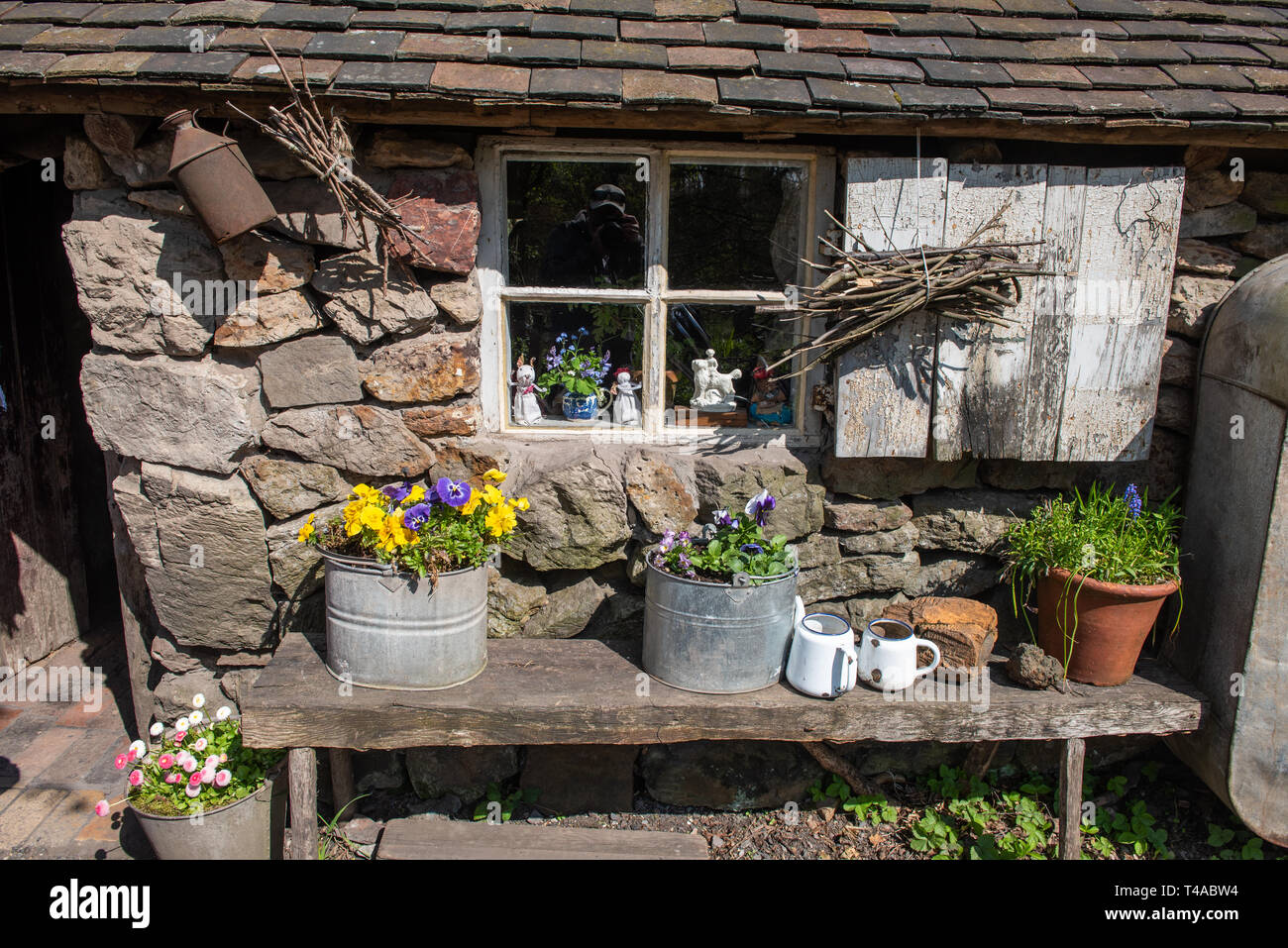 Die Außenseite des Hausbesetzer Cottage in Blists Hill Victorian Stadt Ironbridge Shropshire Stockfoto