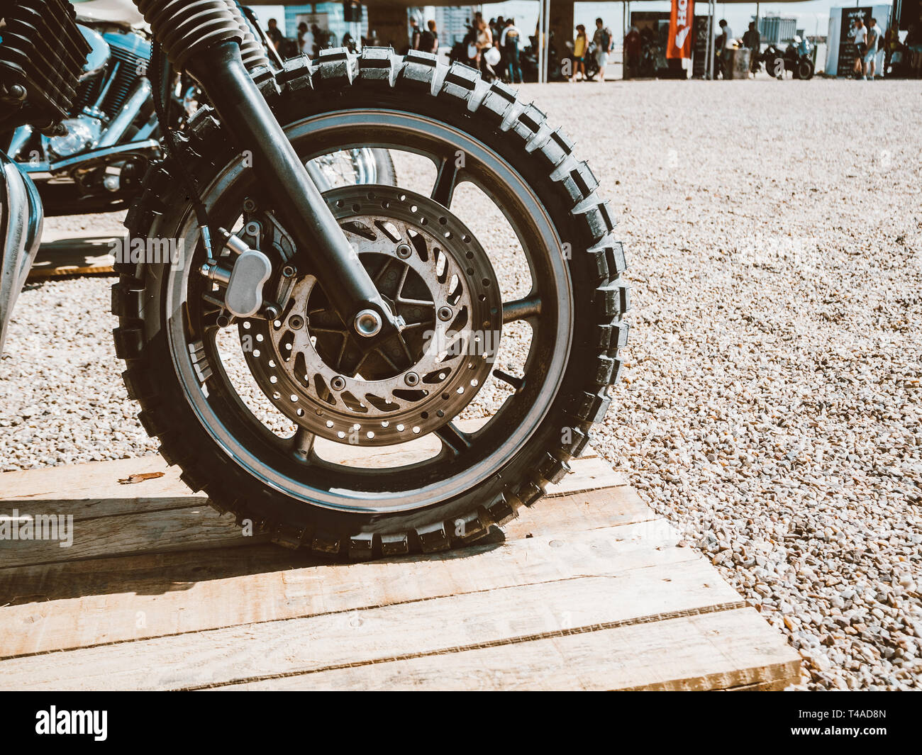 Detail eines Rades eines modernen Motorrad Stockfoto