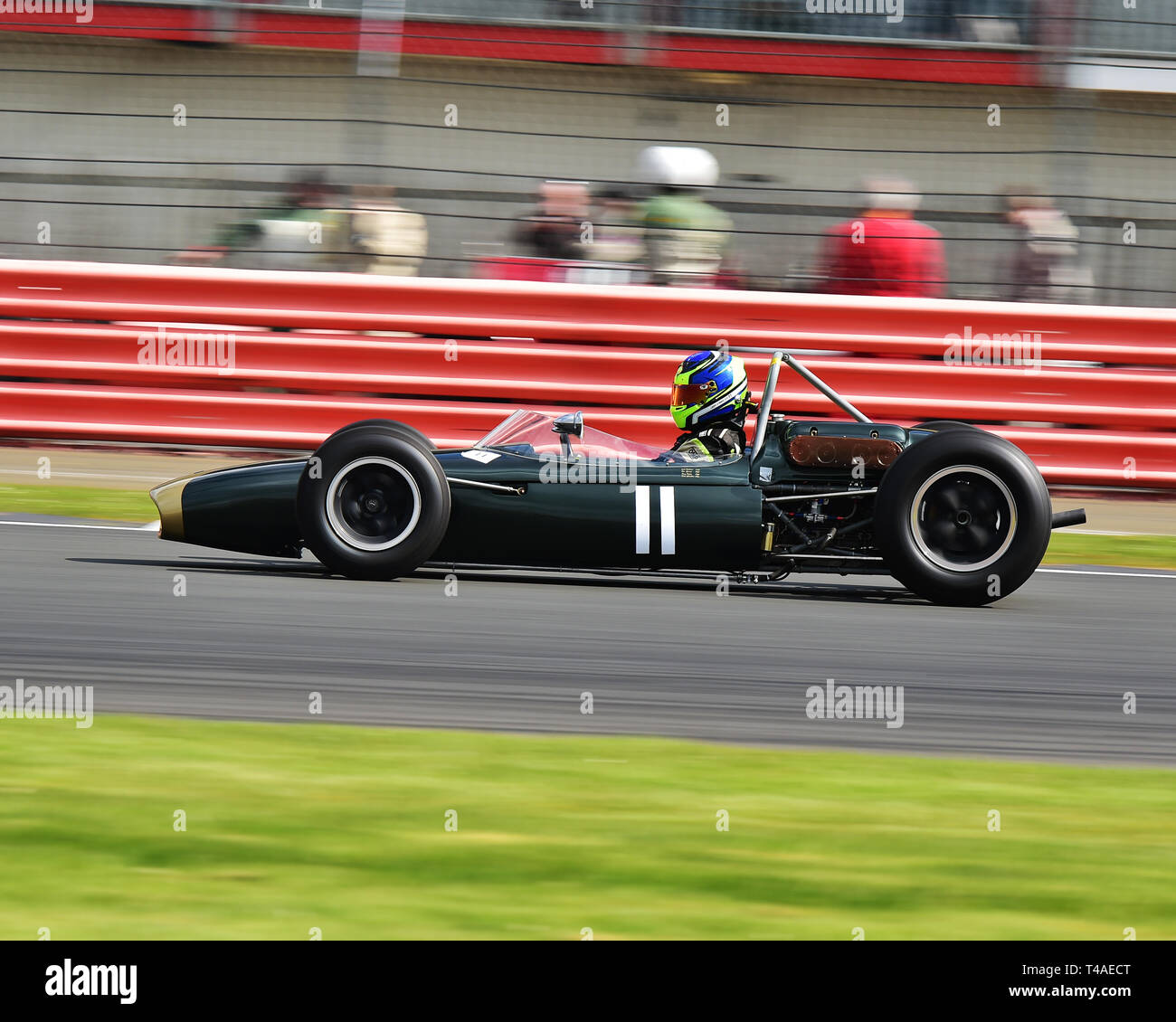 Jon Fairley, Brabham BT 11/19, Pre-1966 Grand Prix Autos Racing, VSCC, Vintage Sports Car Club, Silverstone, Northamptonshire, England, 13. April 2019, Stockfoto