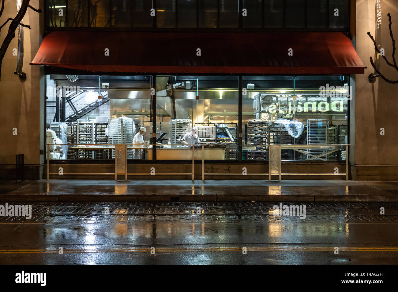 Nacht Zeit Bäckerei Stockfoto