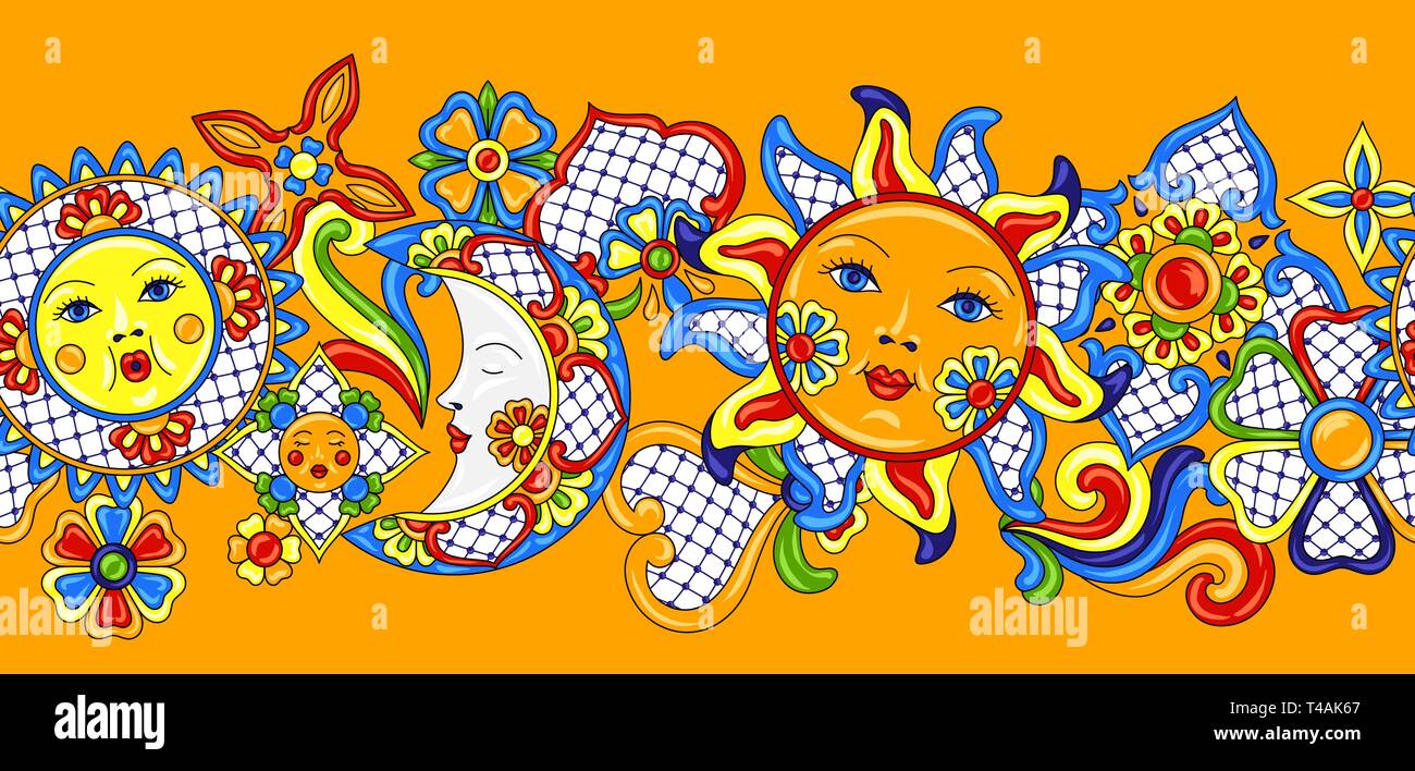 Mexikanische Muster mit niedlichen naive Kunst. Stock Vektor