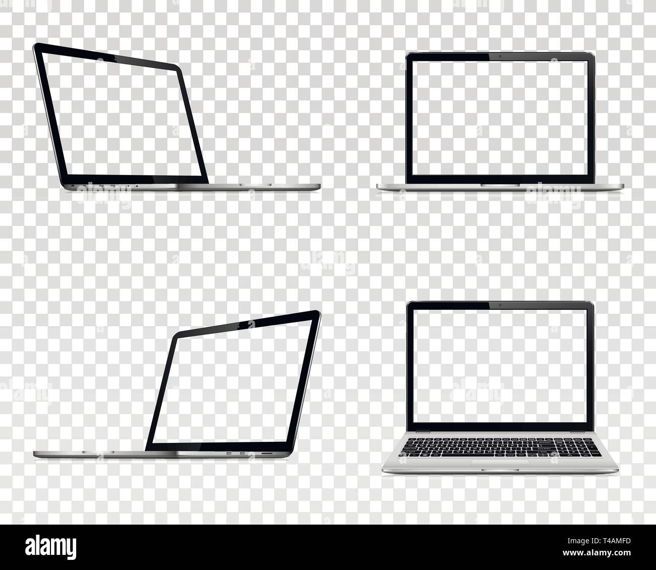 Der Laptop mit transparenten Bildschirm. Perspektive, Ansicht von vorne. Stock Vektor