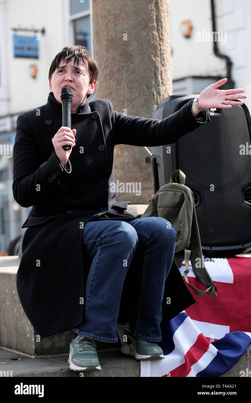 Für Großbritannien Marktführer Anne Marie Gewässer Kampagnen bei einer Kundgebung in Darlington, County Durham, UK. Stockfoto