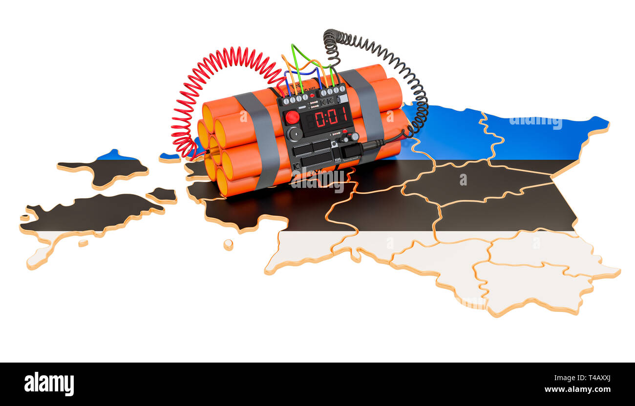 Terroranschläge in Estland Konzept. 3D-Rendering auf weißem Hintergrund Stockfoto