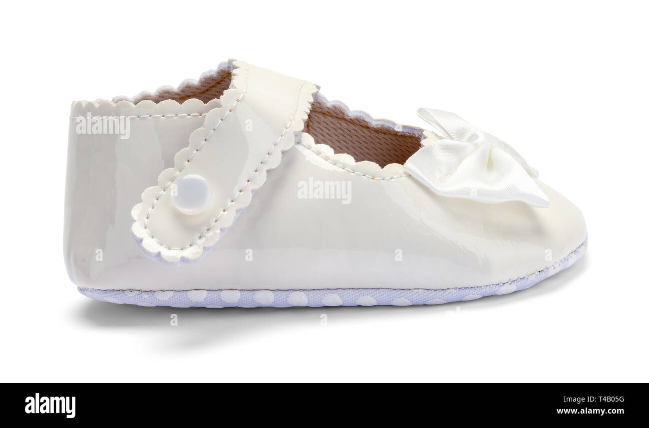 Mädchen Baby Dress Schuh Seitenansicht isoliert auf Weiss. Stockfoto