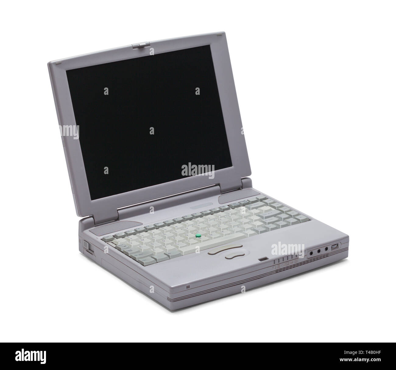 Alte Vintage Laptop Computer isoliert auf weißem Hintergrund. Stockfoto