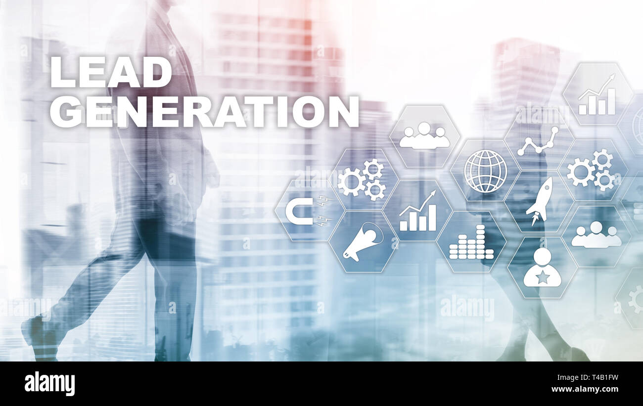 Lead Generation Analyse Business Research Interest Konzept. Marketing Strategie zur Technologie. Stockfoto