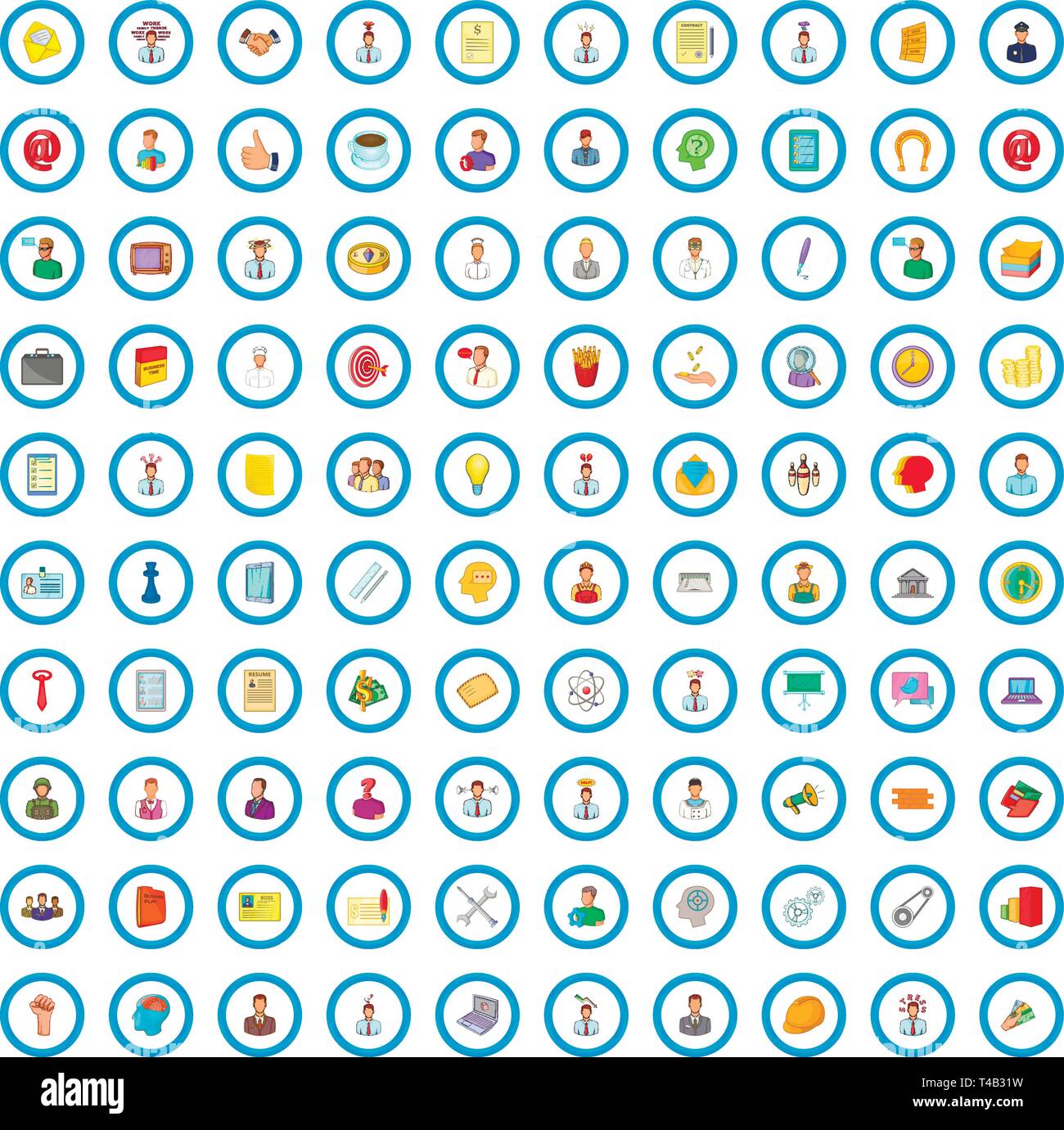 100 Team Gebäude Icons set, cartoon-Stil Stock Vektor