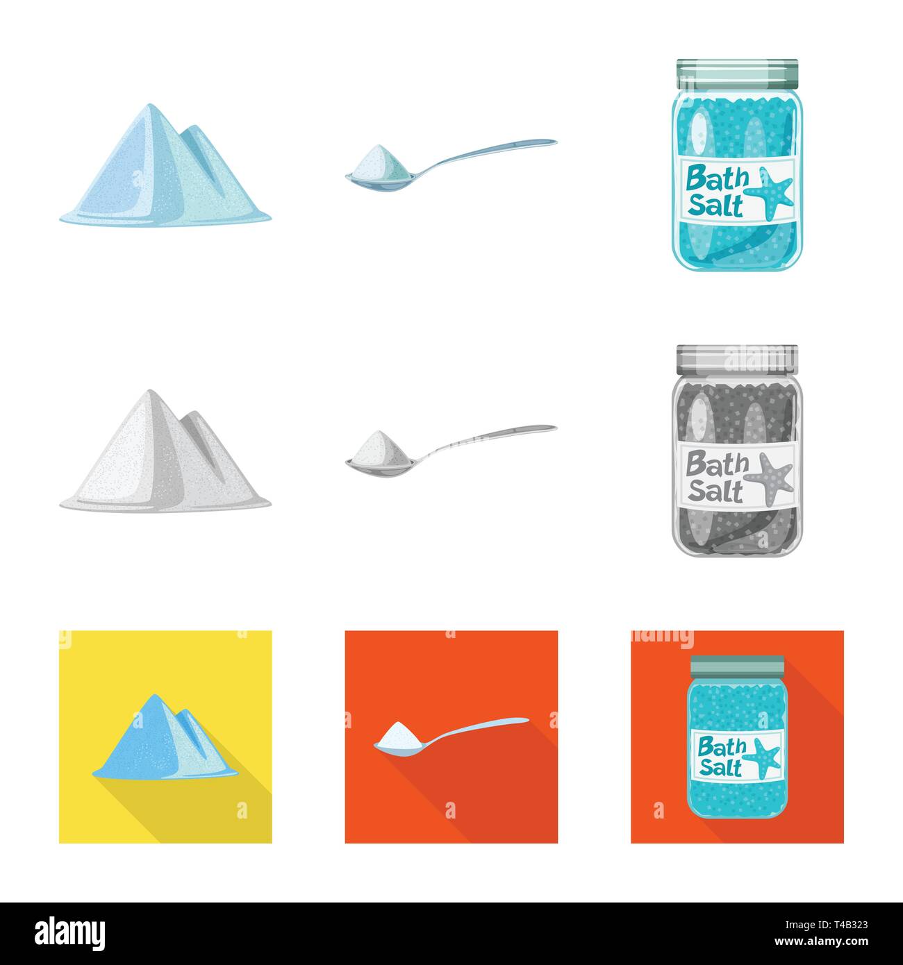 Heap, Löffel, Flaschen, salzig, Hügel, Handvoll, Badewanne, Gewürze, Spa, Pulver, Vintage, weiß, Streuen, Getreide, Mehl, Berg, Restaurant, sauber, Kochen, Meer, Natur, Backen, Salz, Nahrungsmittel-, Natrium-, Mineral, Raw, Küche, Set, Vector, Icon, Illustration, isoliert, Sammlung, Design, Element, Grafik, Zeichen, Vektor, Vektoren, Stock Vektor