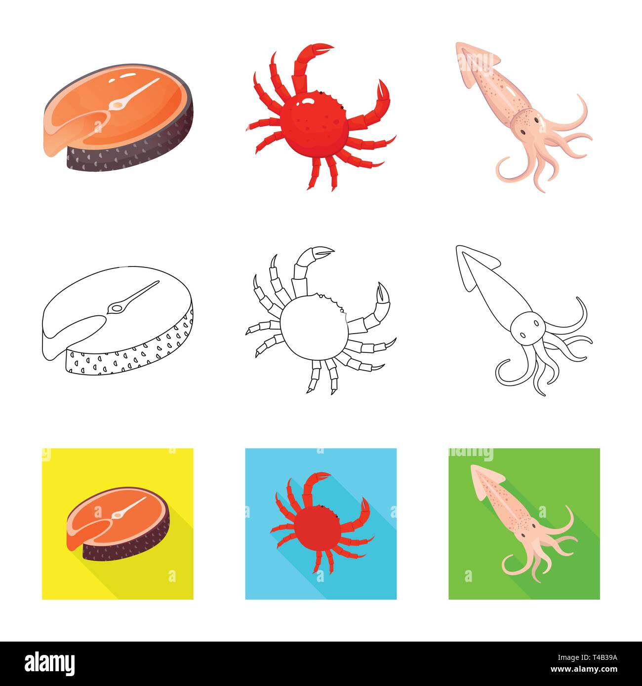 Lachs, Krabben, Tintenfisch, Fisch, Muscheln, Tintenfisch, Forelle, Rot, Tentakel, Küche, Schalentiere, Monster, Fleisch, Strand, Kreatur, Ätzen, Riese, Delikatesse, Wasser, Kraken, Tentakeln, Langusten, frisch, Restaurant, Markt-, Marine-, Lebensmittel-, Meer, Fisch, gesund, Produkt, Ozean, Set, Vector, Icon, Illustration, isoliert, Sammlung, Design, Element, Grafik, Vektor, Vektoren, Stock Vektor