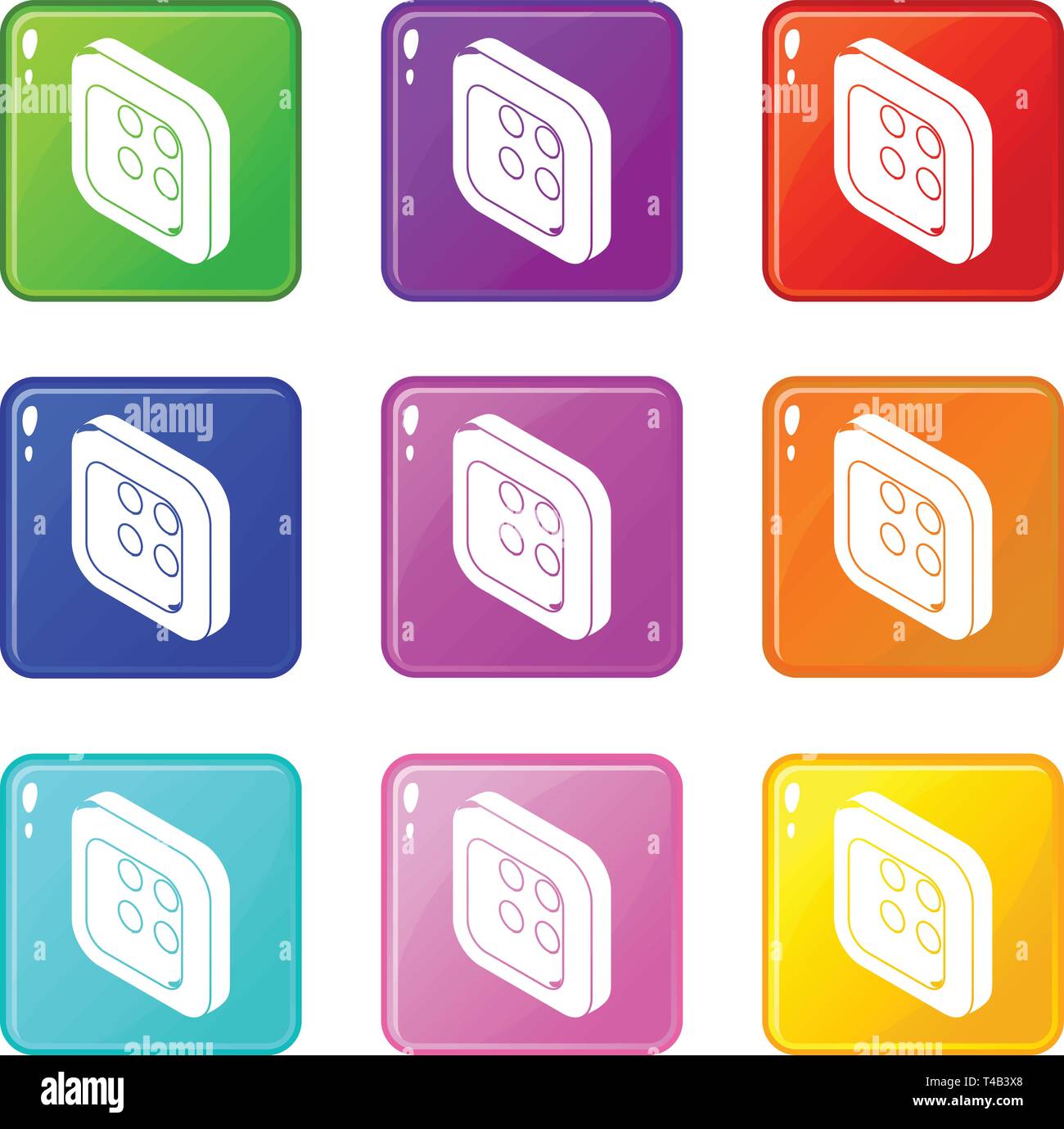 Platz Kleidung Button Icons Set 9 Colour Collection Stock Vektor