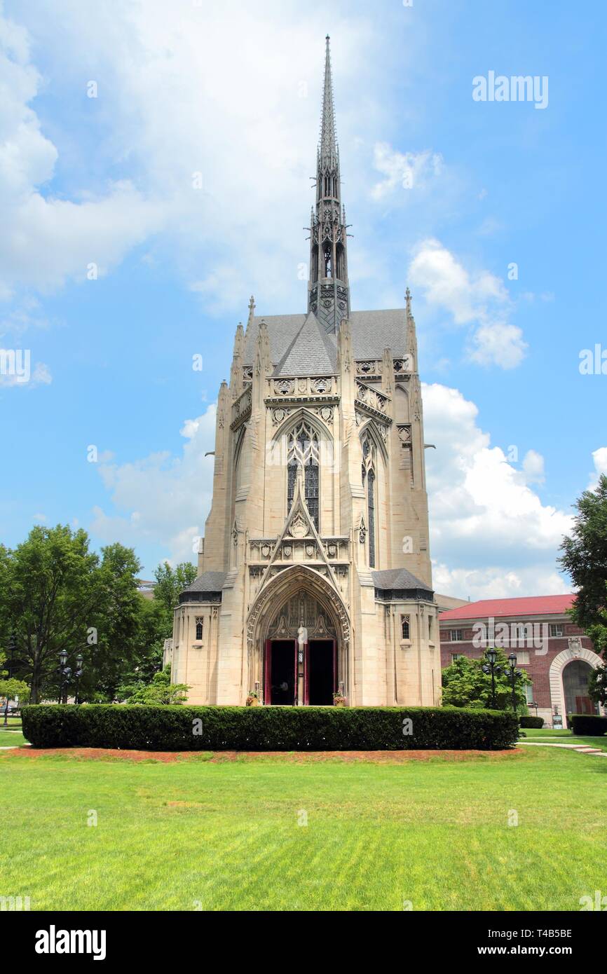 Universität von Pittsburgh - Heinz Memorial Kapelle. Alte Wahrzeichen. Stockfoto