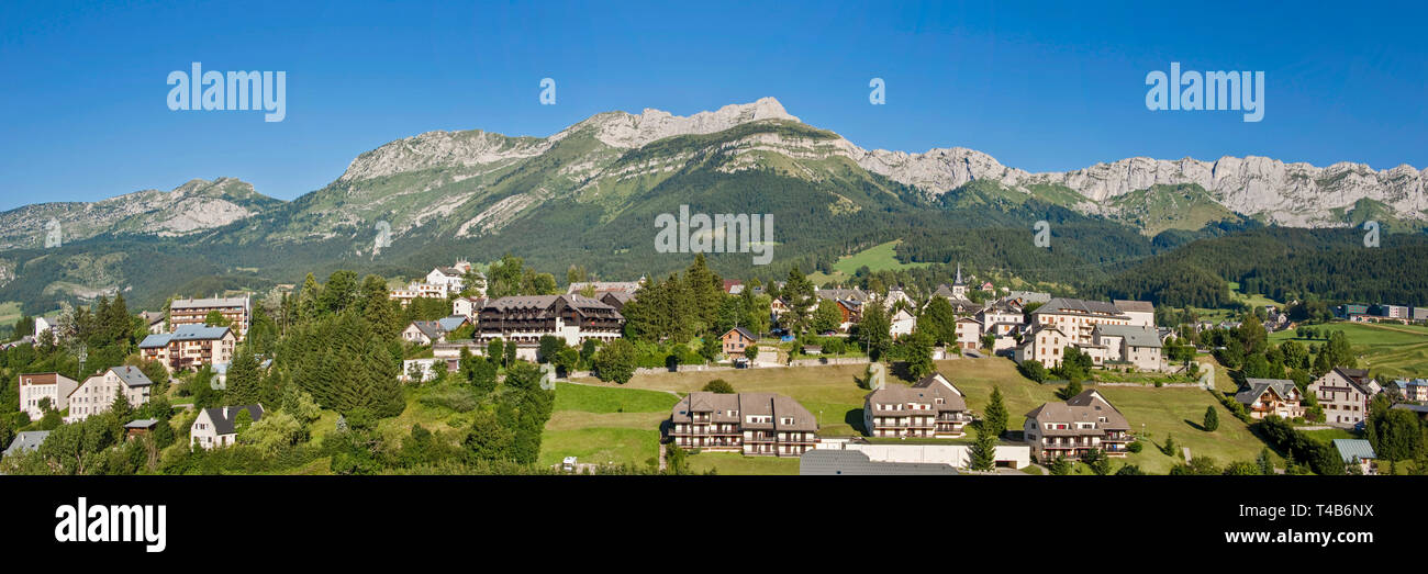 Panorama des Dorfes Villard de Lans, Vercors, Frankreich Stockfoto