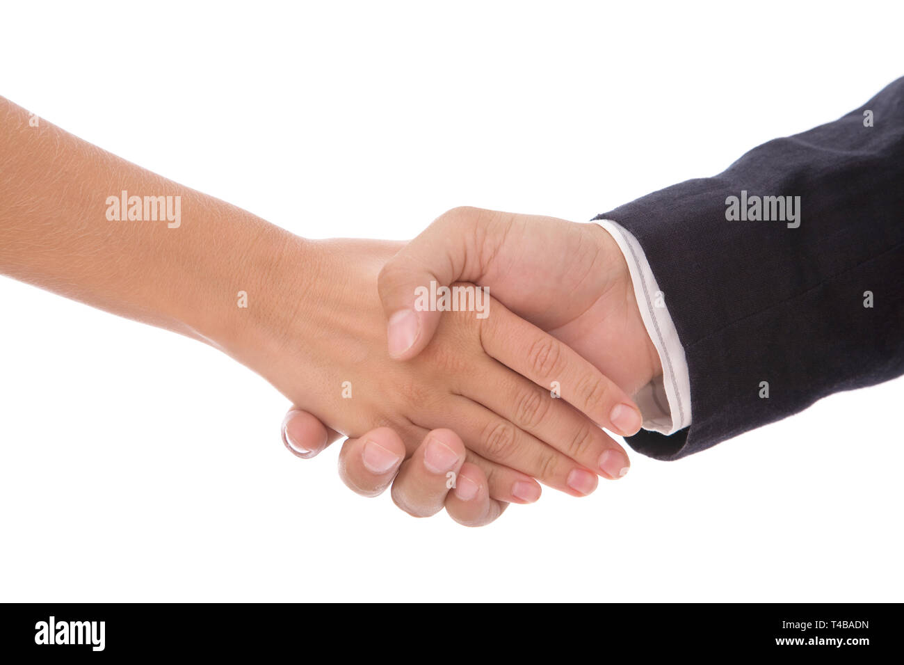 Business Handshake zwischen Business-frau und Geschäftsmann Stockfoto