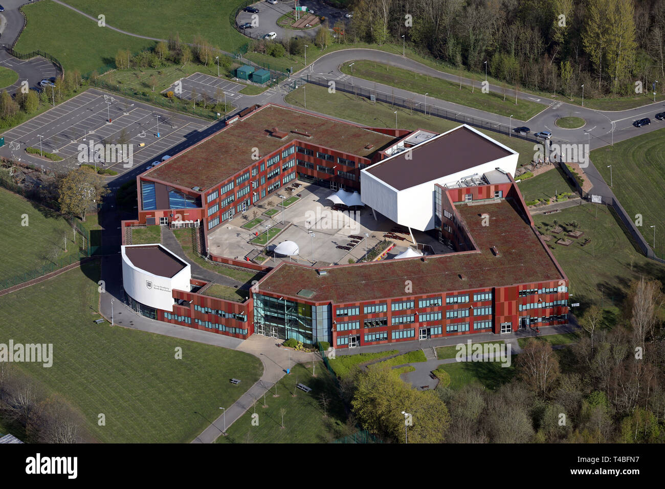 Luftaufnahme der Co-Op Akademie North Manchester Stockfoto