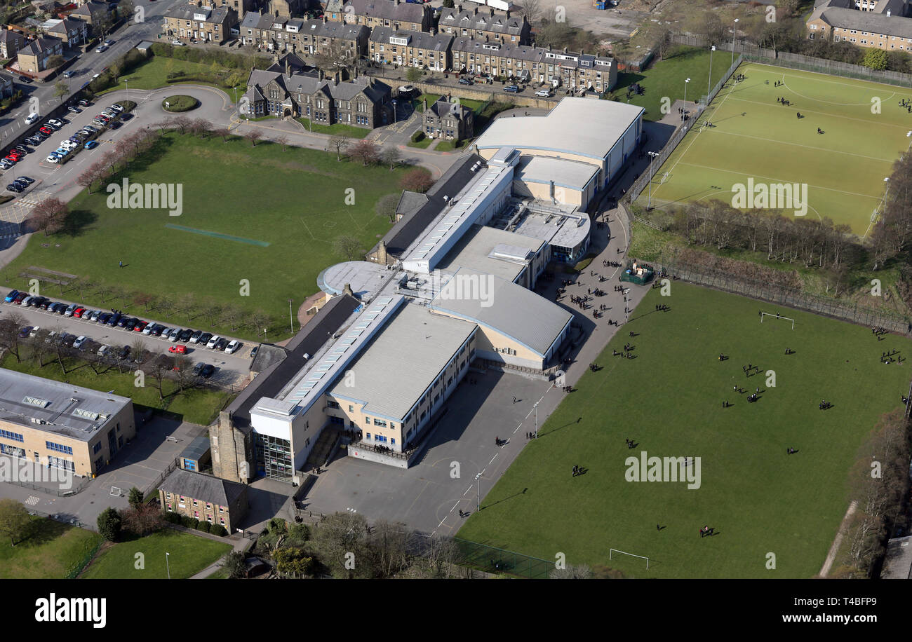 Luftaufnahme der Academy School Halifax, West Yorkshire Stockfoto