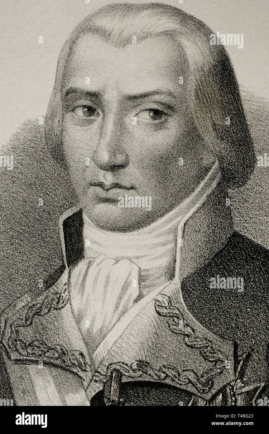 Federico Gravina (1756-1806). Spanisch Admiral. Zeichnung von Santiago Llanta, Detail. Die Lithographie. Porträt. Cronica de España, Historia y Ilustrada Descriptiva de Sus Provincias. Andalusien, 1867. Stockfoto