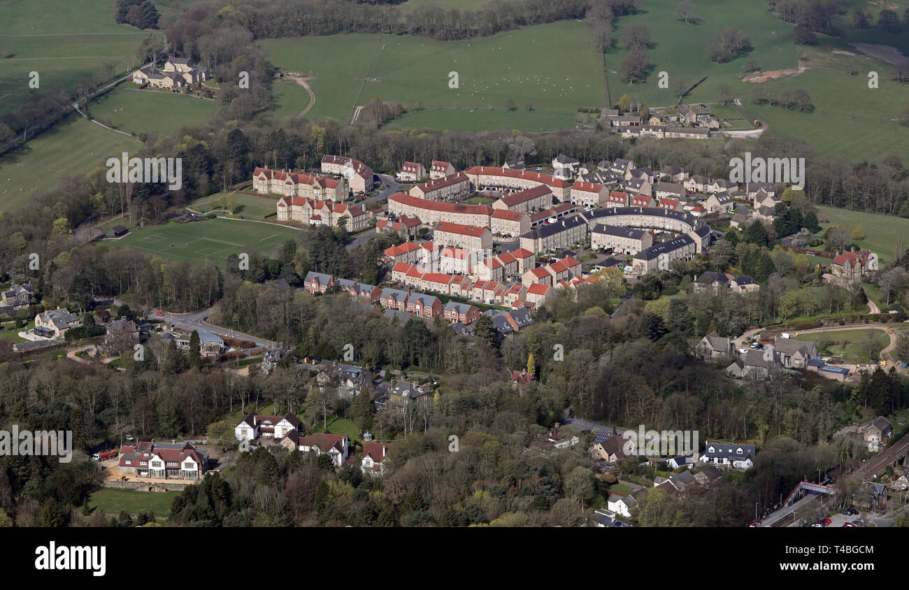 Luftaufnahme von Neuem auf Burley in Bösingen (zwischen Otley & Ilkley) West Yorkshire Stockfoto