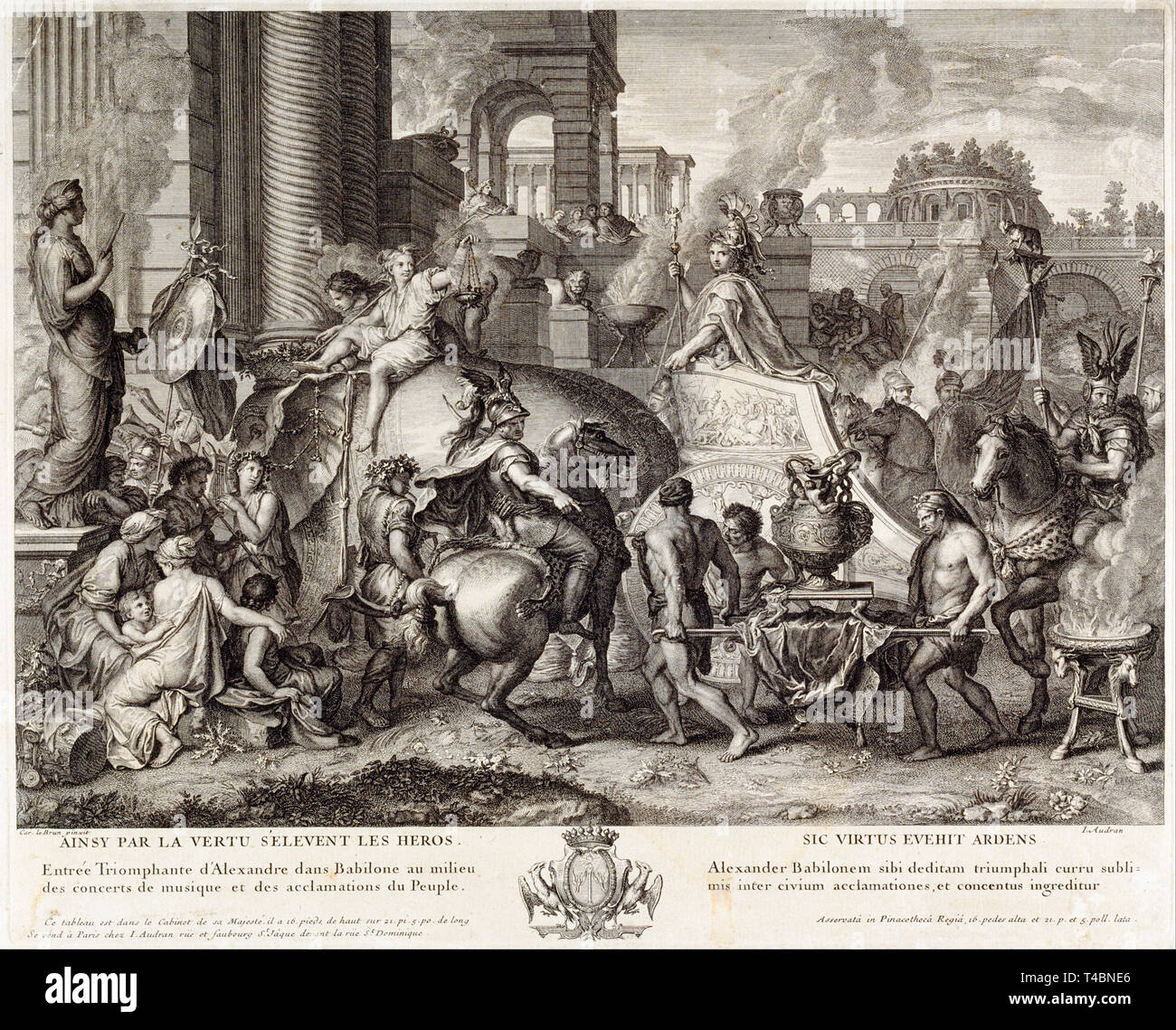 Jean Audran, Alexander der Große in Babylonien, Gravieren, C. 1703 Stockfoto