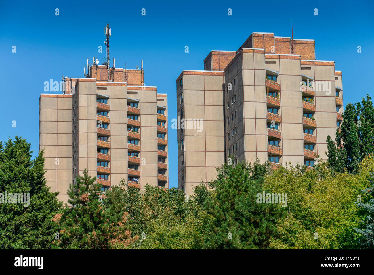 Hochhaeuser, Ernst-Thaelmann-Park, Danziger Straße, Prenzlauer Berg, Pankow, Berlin, Deutschland Stockfoto