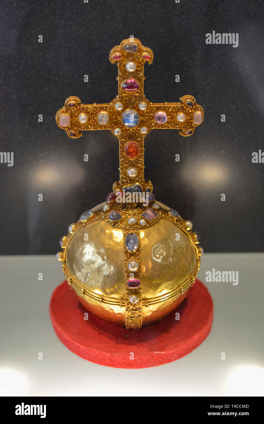 Reichsapfel Replikat, Rathaus, Aachen, Nordrhein-Westfalen, Deutschland Stockfoto