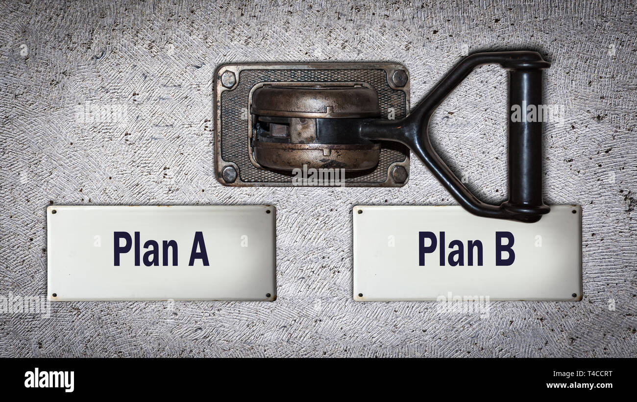 Wandschalter Plan B versus Plan ein Stockfoto