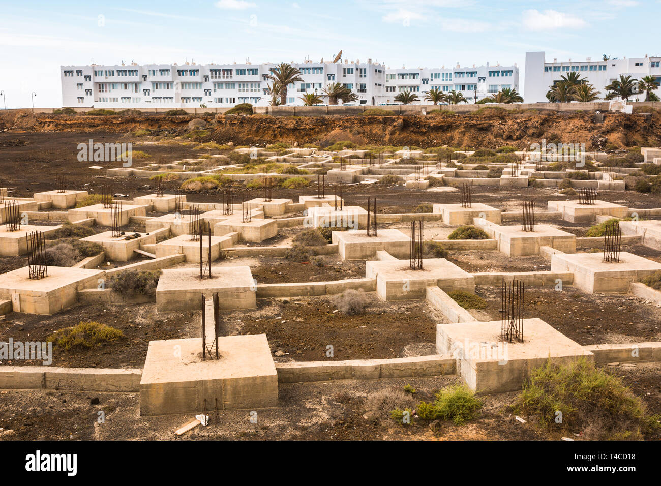 Grundlagen für ein neues Hotel, Abgebrochen, Lanzarote Stockfoto