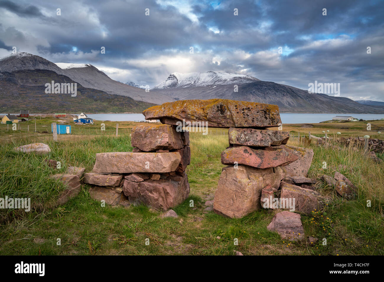 Alte Ruinen, Igaliku, Gardar, Grönland Stockfoto