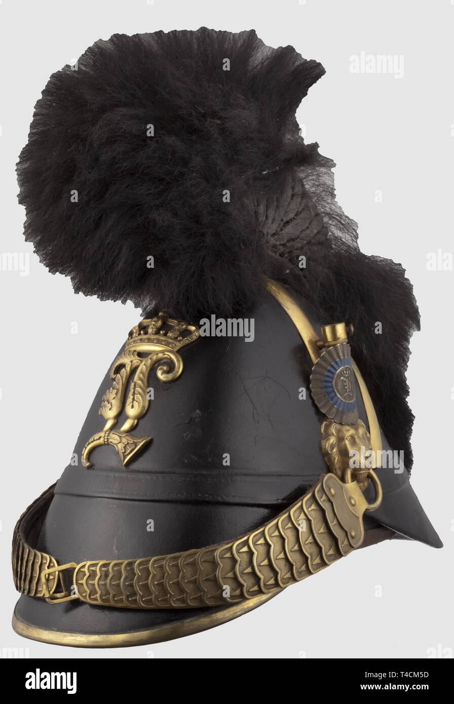 Schutzkleidung, Helme, Bayerische Helm Modell 1845/1864 für Offiziere der Soldaten, das Emblem von König Ludwig II, Additional-Rights - Clearance-Info - Not-Available Stockfoto