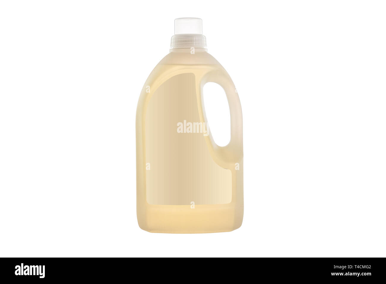 Haus reinigen. Plastikflasche mit Geschirrspülmittel Seife auf weißem Hintergrund Stockfoto