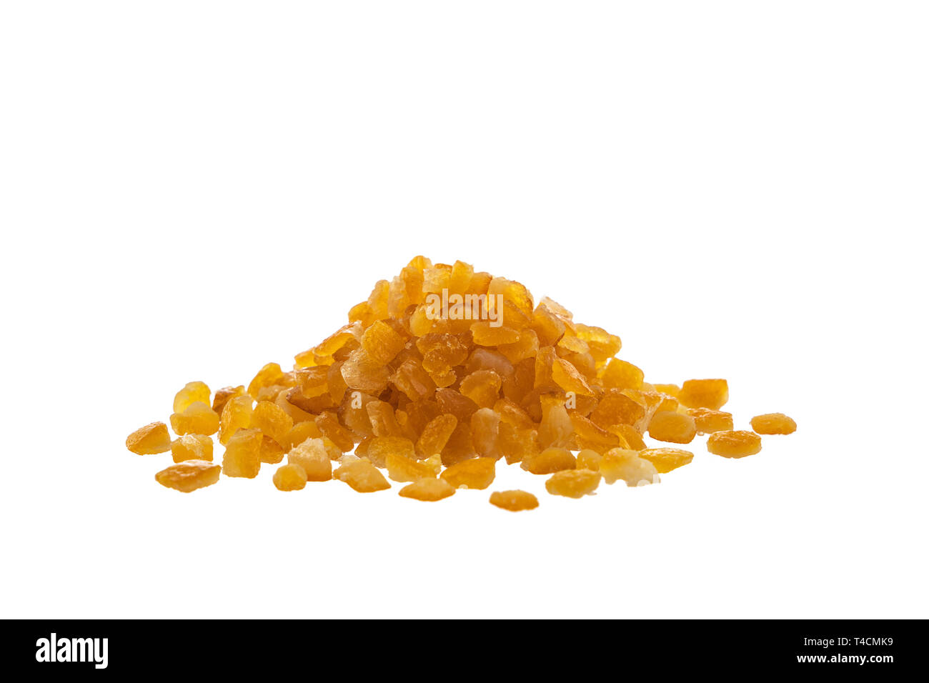 Kandierte getrocknet Zitrusfrüchte Peel auf weißem Hintergrund. Stockfoto