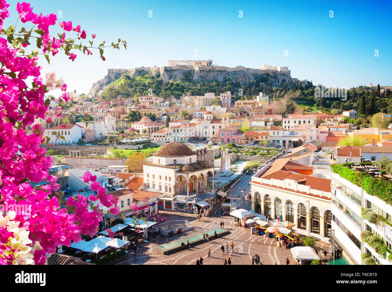 Skyline von Athenth mit Akropolis Stockfoto