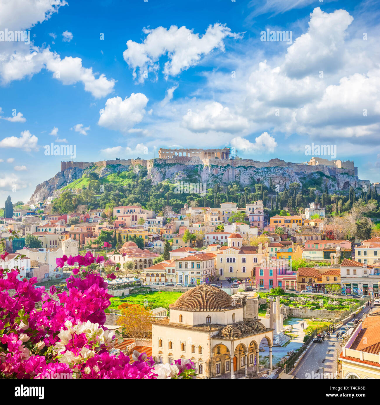 Skyline von Athenth mit Akropolis Stockfoto