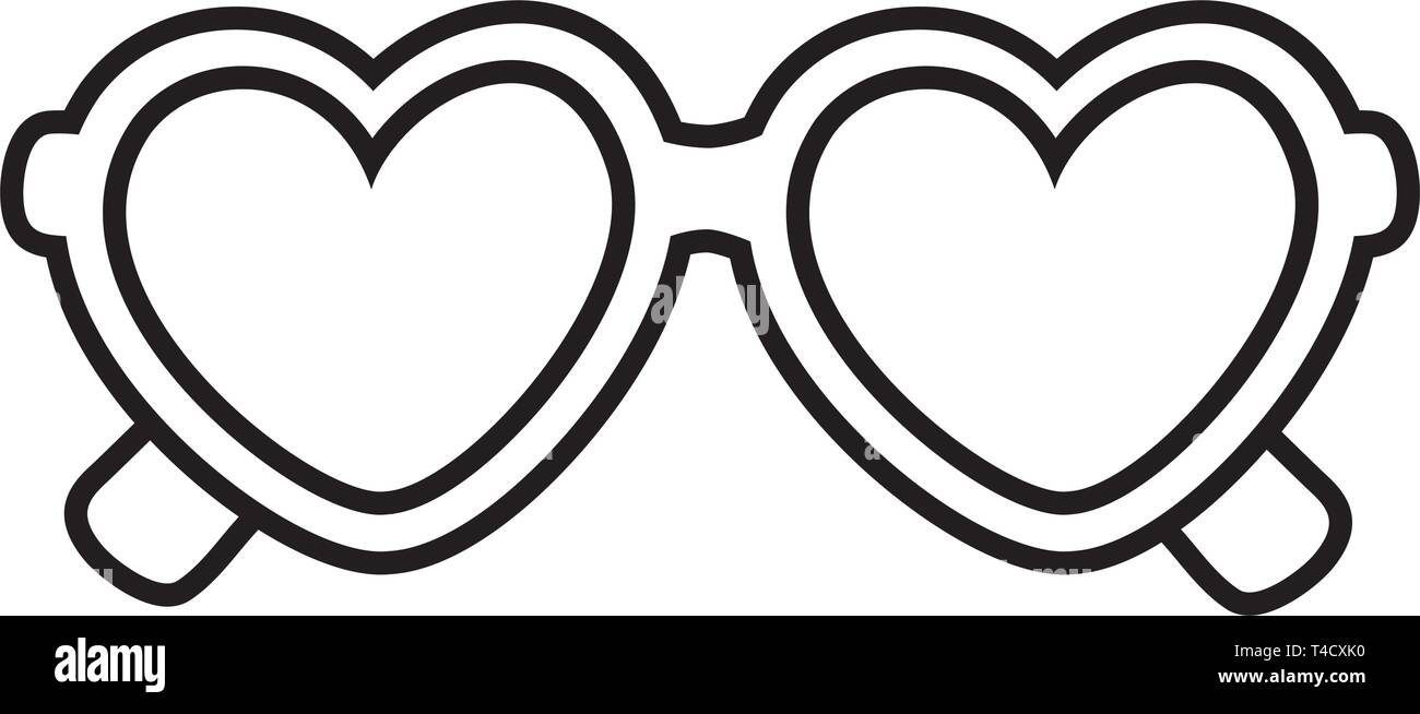 Herzform Sonnenbrille Symbol cartoon Schwarz und Weiß Vector Illustration graphic design Stock Vektor