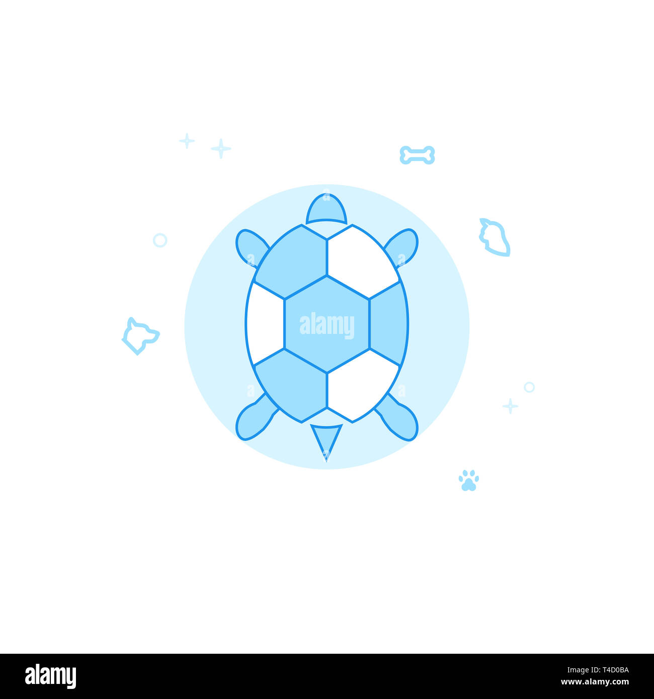 Haustier Schildkröte Top View Flachbild-Symbol. Pet- und PET-Abbildung. Licht Flat Style. Blue Monochrome Design. Stockfoto